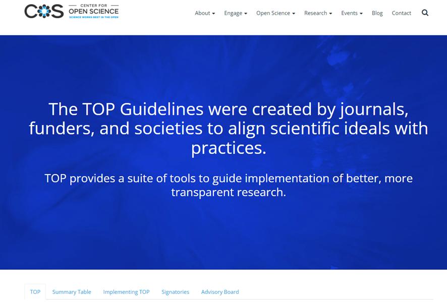 Ciencia abierta y editores de revistas: Directrices TOP (Transparency and Openness Promotions) y Factor TOP
#CienciaAbierta #OpenScience